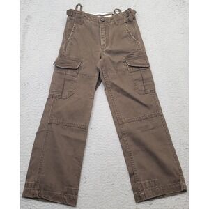 Gap Cargo Pants Kids Size 7 Brown Cotton Slim Fit Adjustable Waist Straight Leg